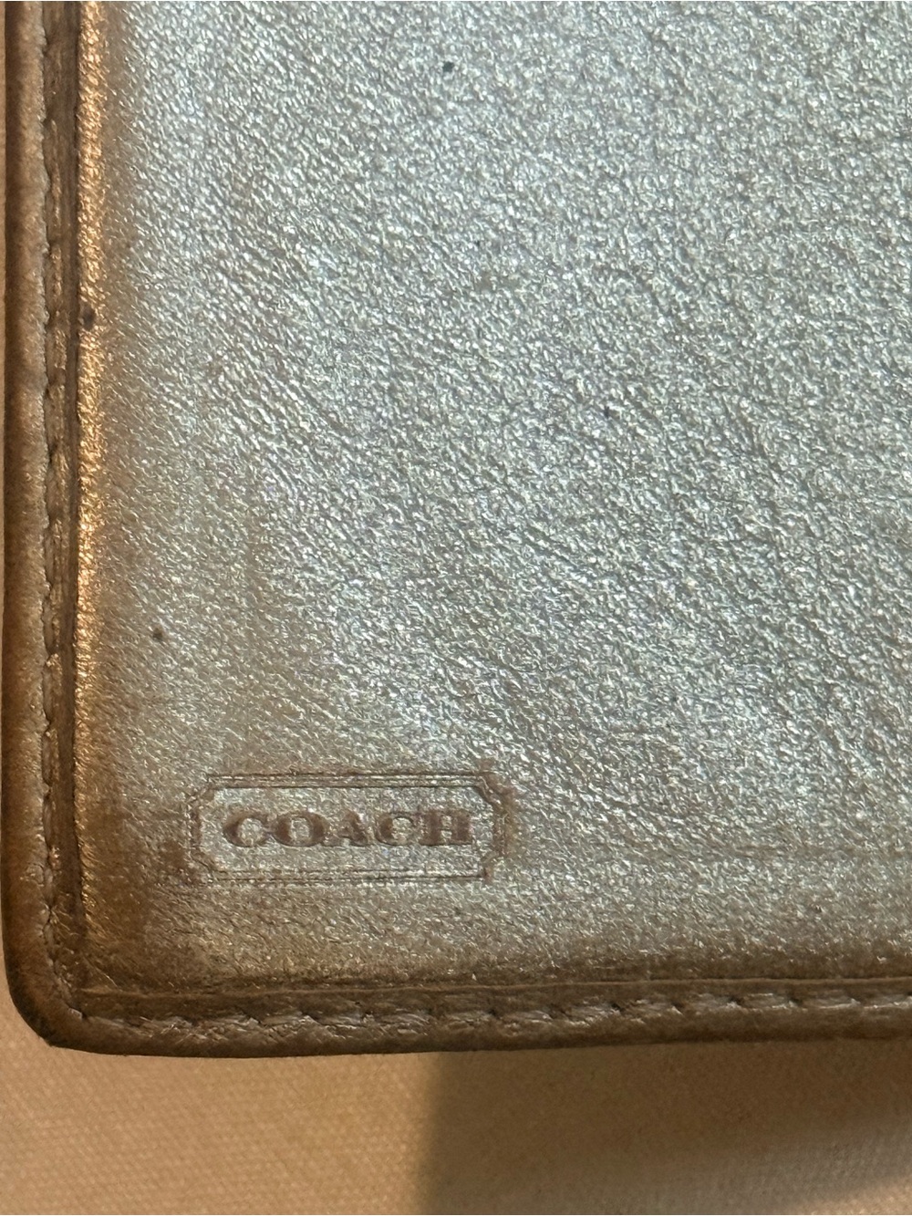 Coach Beige Signature Stripe Wallet with Metallic Gold Trim - Picture 5 of 5